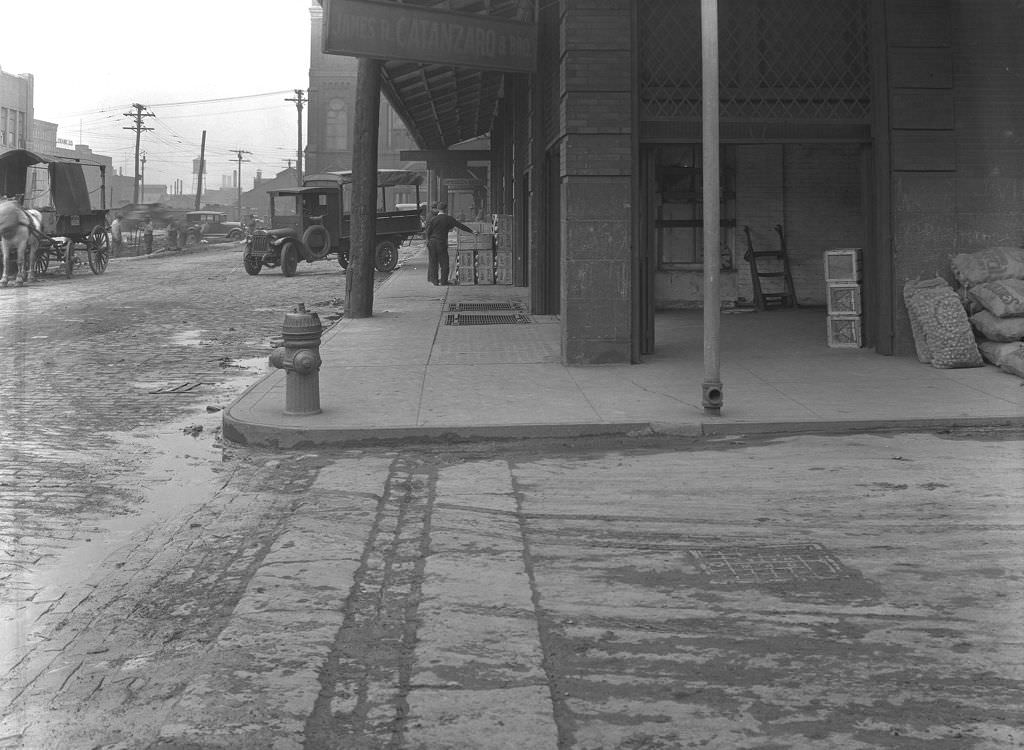 Road Resurfacing on Pike Street in Front of James B. Catanzaro & Bro, 1929.