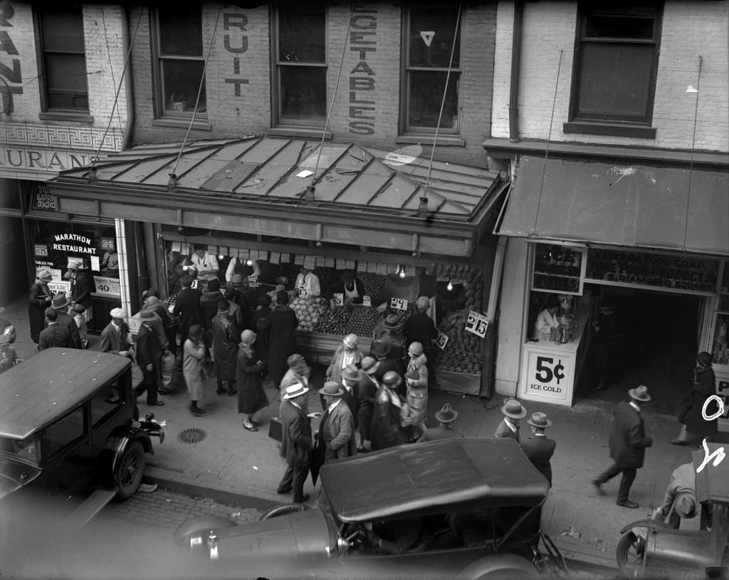 Marathon Restaurant, Seen from the 2nd Floor of the Market House, 1928.