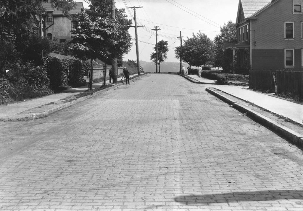Surveyors on Republic Street Near Rutledge Street, 1928.