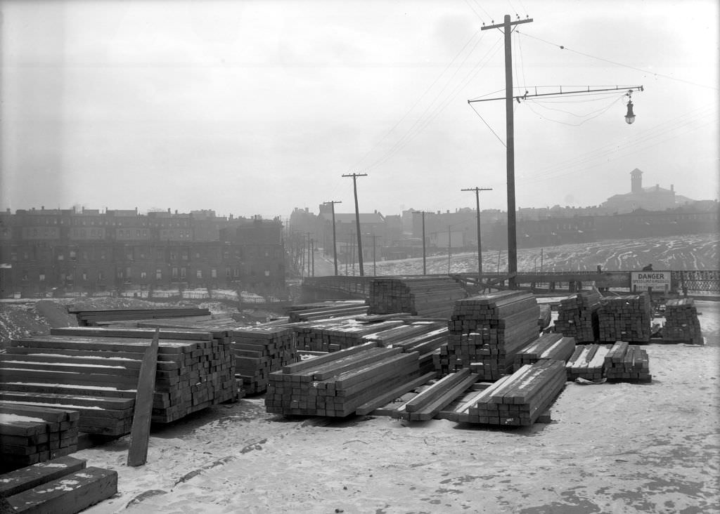 Wilmot Street Bridge, Featuring Sorted Timbers, 1920.