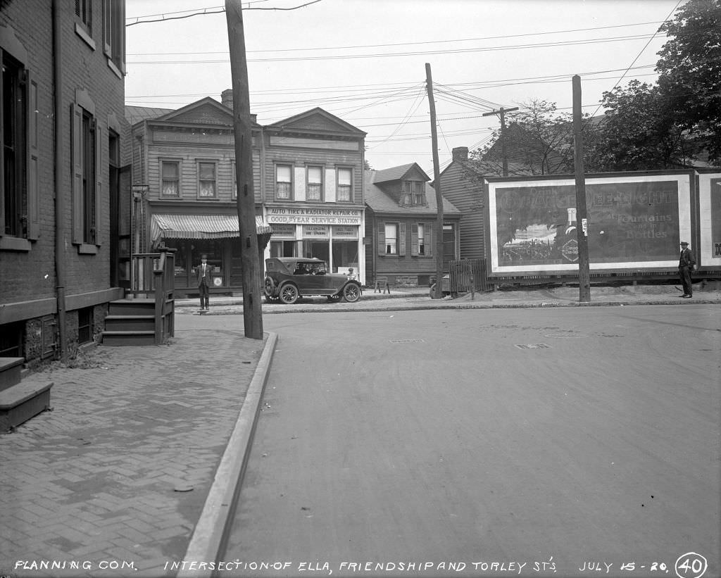 Auto Tire and Radiator Repair Company at Ella, Friendship, and Torley intersection, 1920.