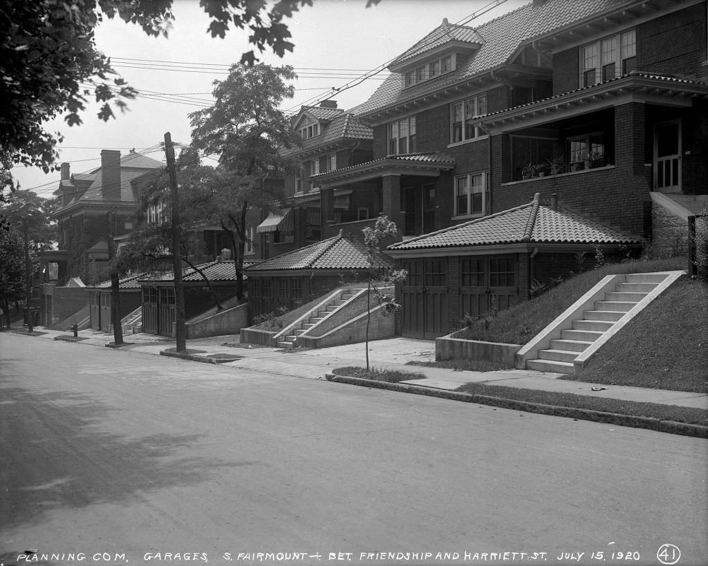 Homes and garages on South Fairmont between Friendship and Harriett Streets, 1920.