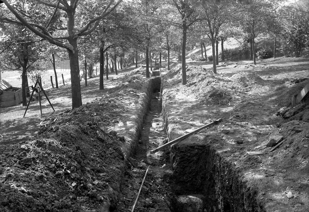 Sewer through the park, six-inch diameter, 1920.