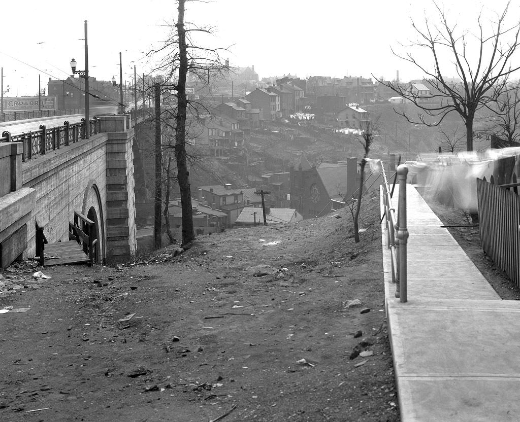 California Avenue Bridge Steps north from Forsythe Street, 1929.