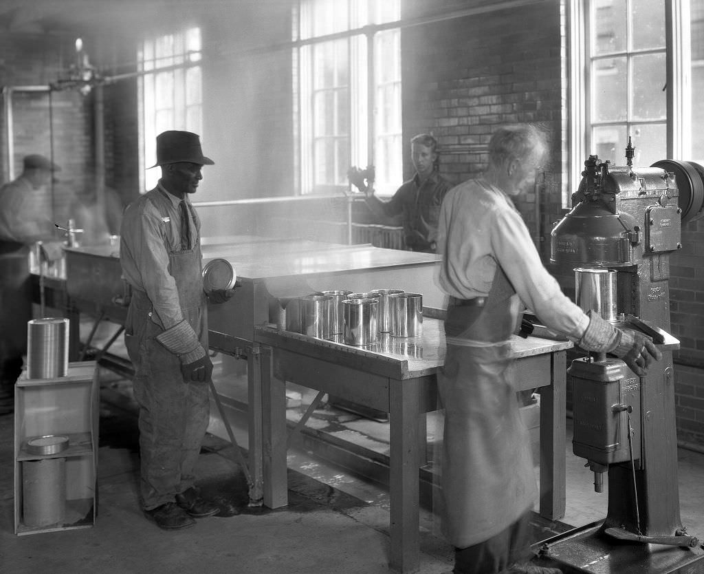 Mayview Hospital, View of the hospital's canning operation focused on mental health and general services, 1933.