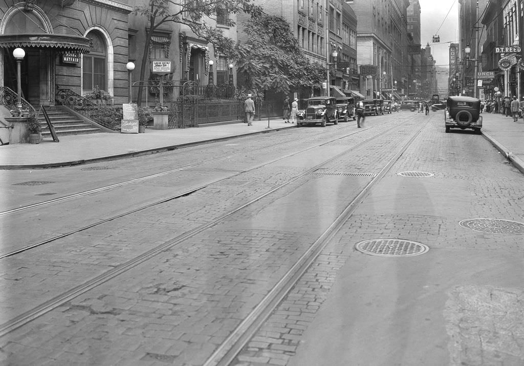 Hotel Mayfair, Penn Avenue and Evans Way looking east, 1931.