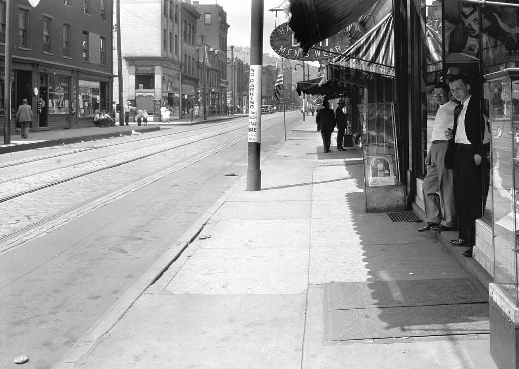 Two Men, East Carson Street in front of 1607, 1931.
