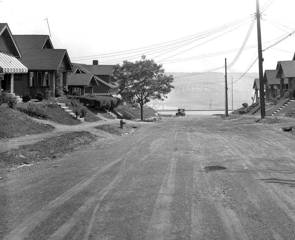 Millerton Street, From house No. 3728 looking towards Ohio River Boulevard, 1931.