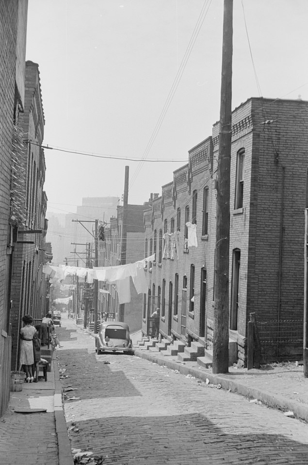 Slum houses on "The Hill," Pittsburgh, Pennsylvania, 1938.