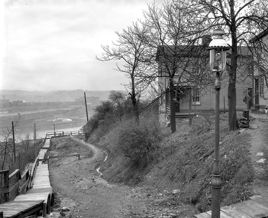 William Street landslide damage, Pittsburgh, Pennsylvania, 1933.