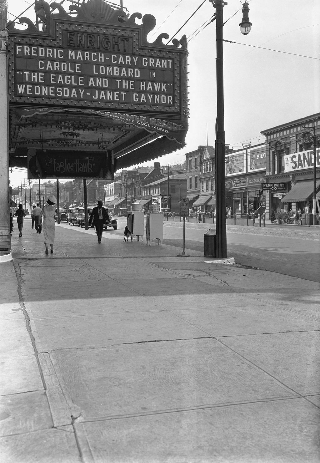 Marquee of Enright Theatre on Penn Avenue at Beatty Street, 1933