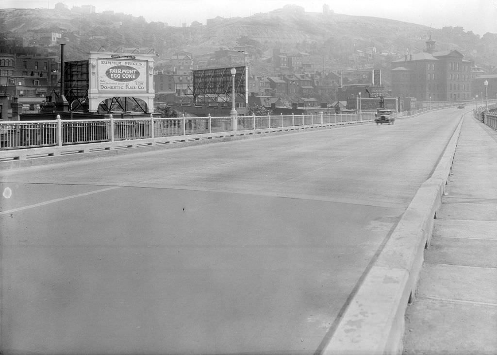 Boulevard of the Allies featuring homes and billboards, 1930