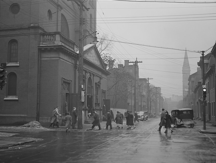 Going to Mass in Pittsburgh, 1941.