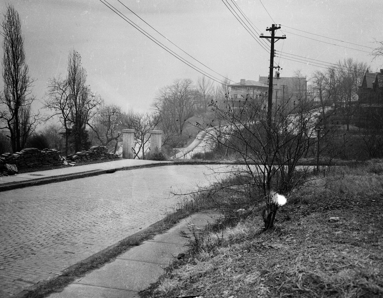 Iowa Street Before Ewart Drive with Stone Fence, Hill District, 1945