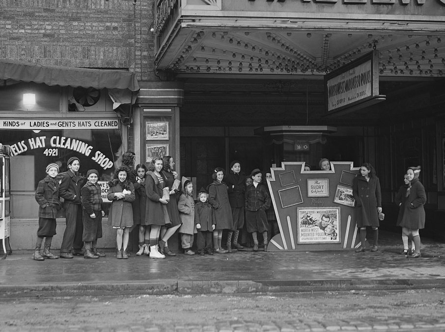 Children at a Sunday movie house, 1941.