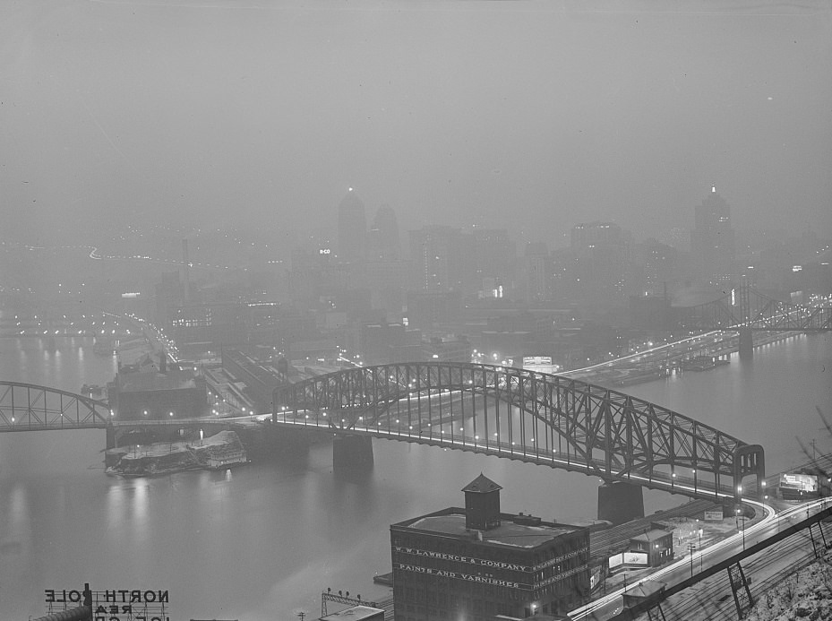 Pittsburgh in the evening, 1941.
