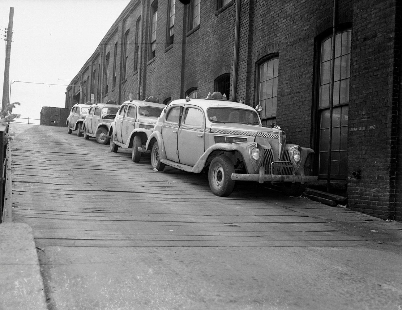 Four Checker Model A Yellow Cab Company Taxis, 1945