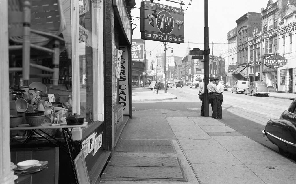 Sidewalk and Street Light View, 1945