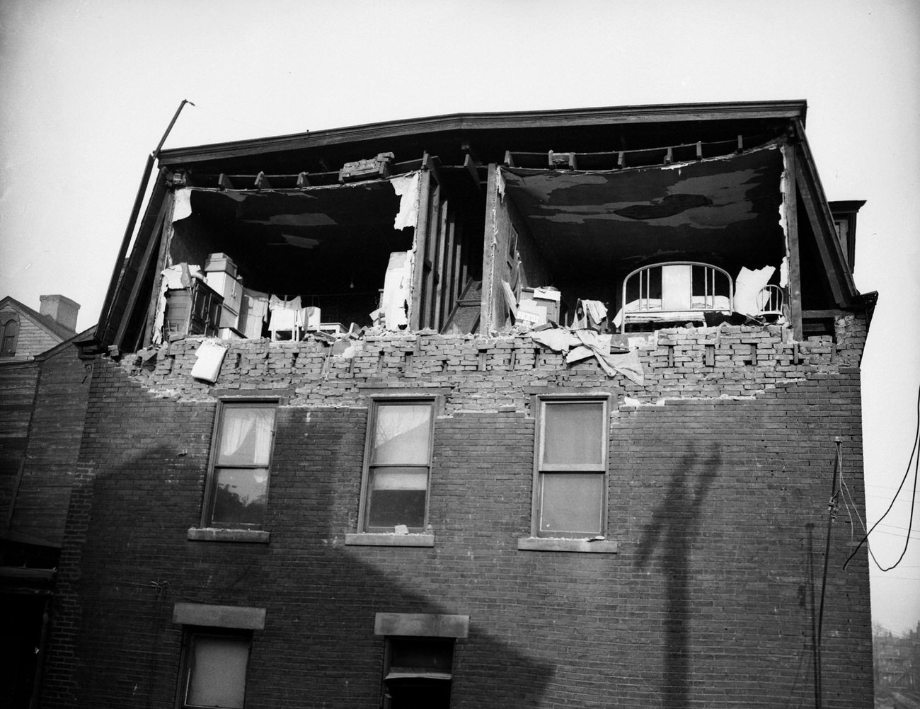 Collapsed Wall of a Brick Building on Mahon Street, Hill District, 1947