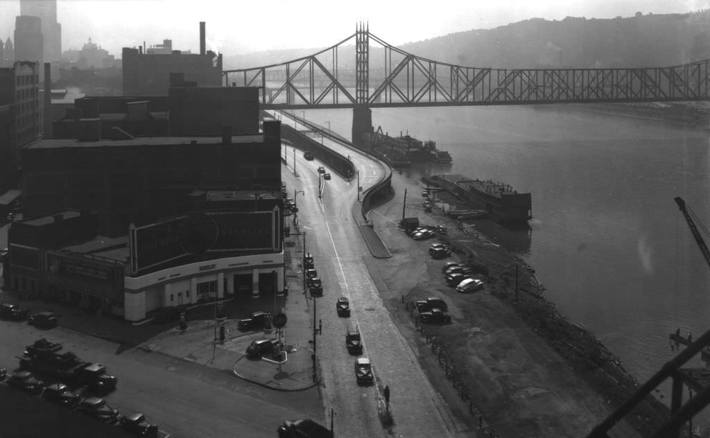 Water Street captured in a simple view, 1943.