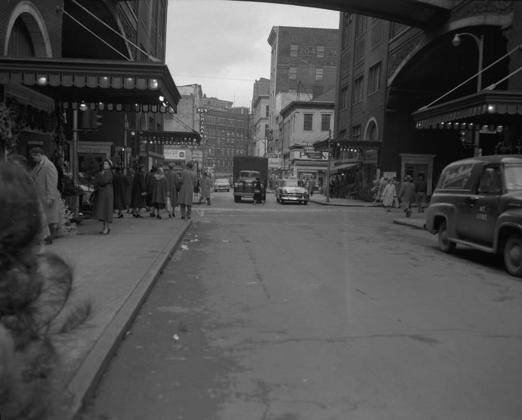 Market Square during Christmas season, 1956