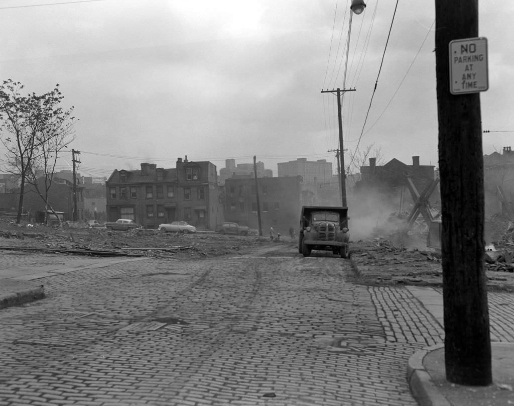 Lower Hill District undergoing urban renewal, 1957