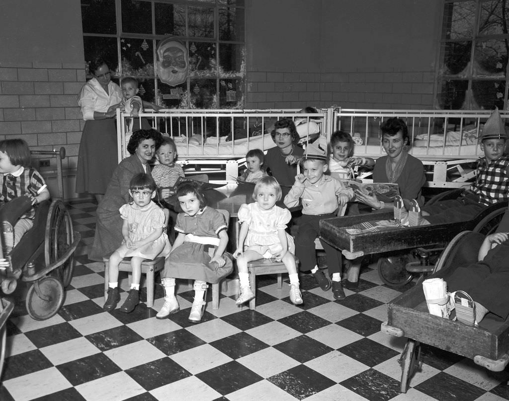 Interior view of the Home for Crippled Children, 1954