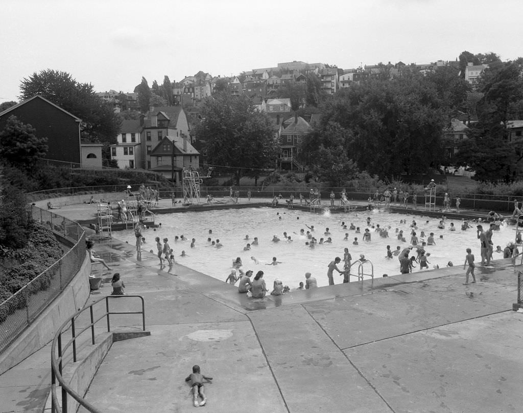 Bird's Eye View of Reams Park Swimming Pool, 1958