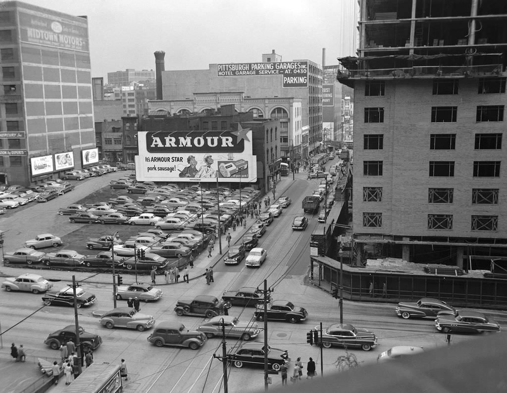 View of Sixth Avenue and Grant Street from William Penn Hotel, 1951