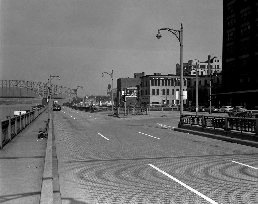 Water Street near Ferry Street Looking to Point Bridge, 1951
