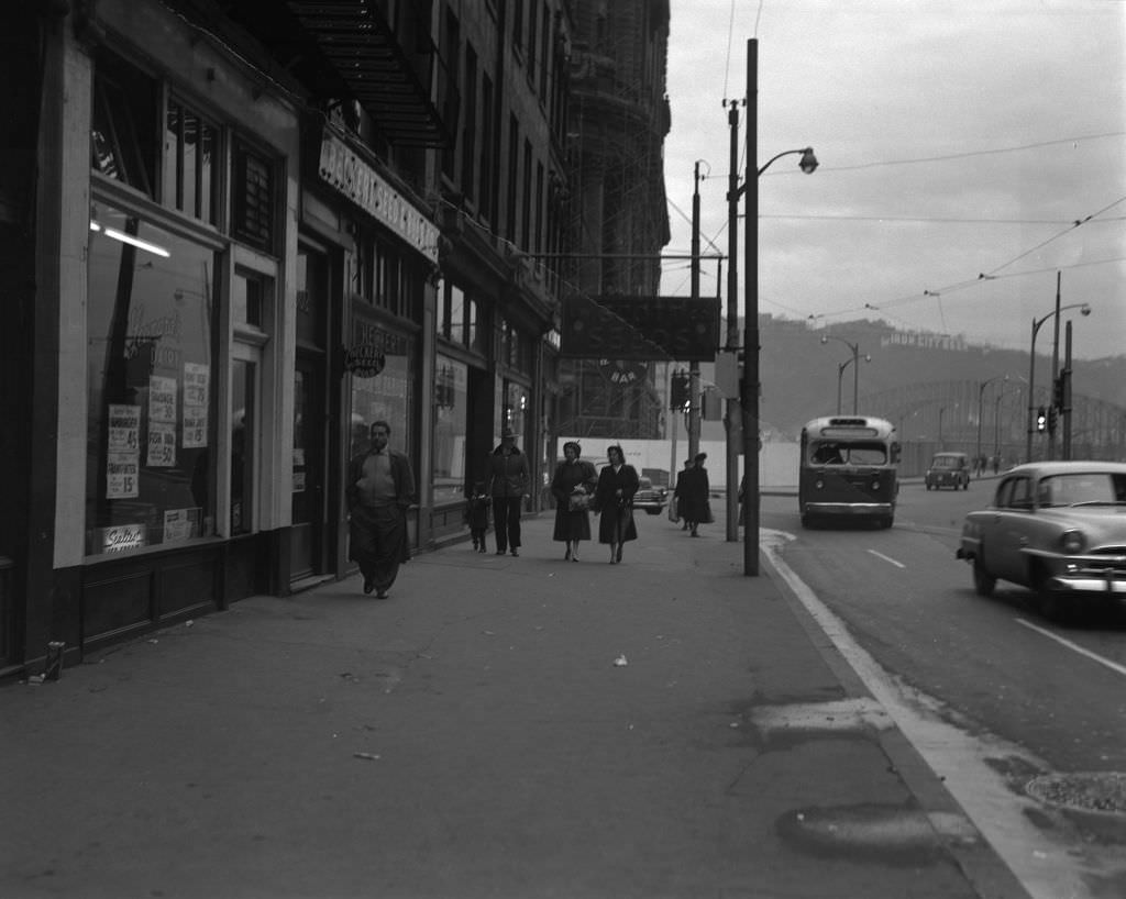 Liberty Avenue seed stores including Beckert Seed and E. W. Scott Co., 1953.