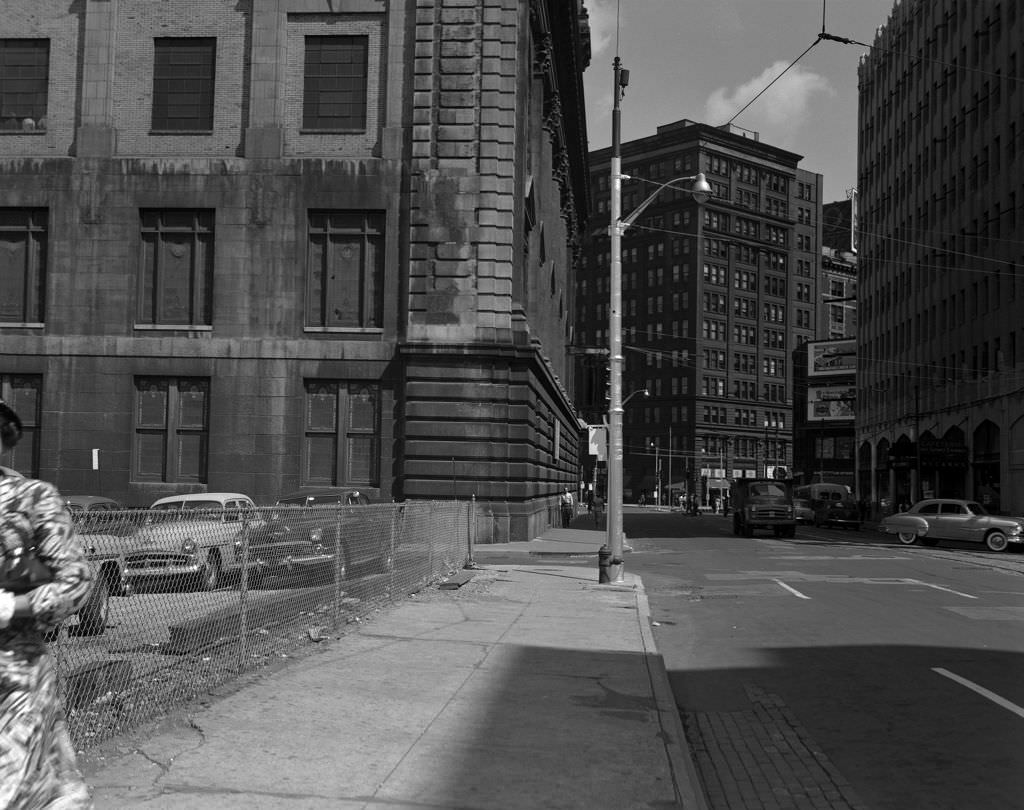 Ferry Street looking east to McCann's Cafeteria, 1952.