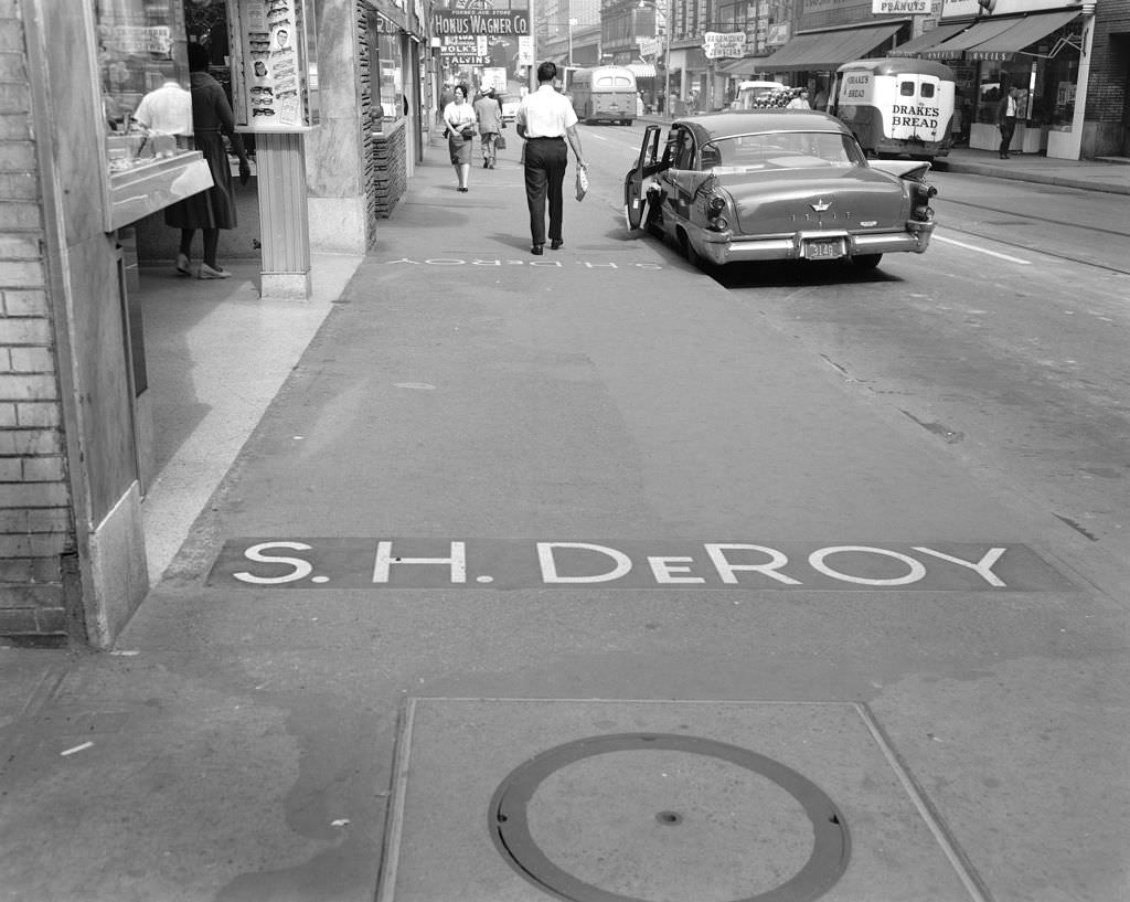 Parked van on Forbes Avenue, 1960.