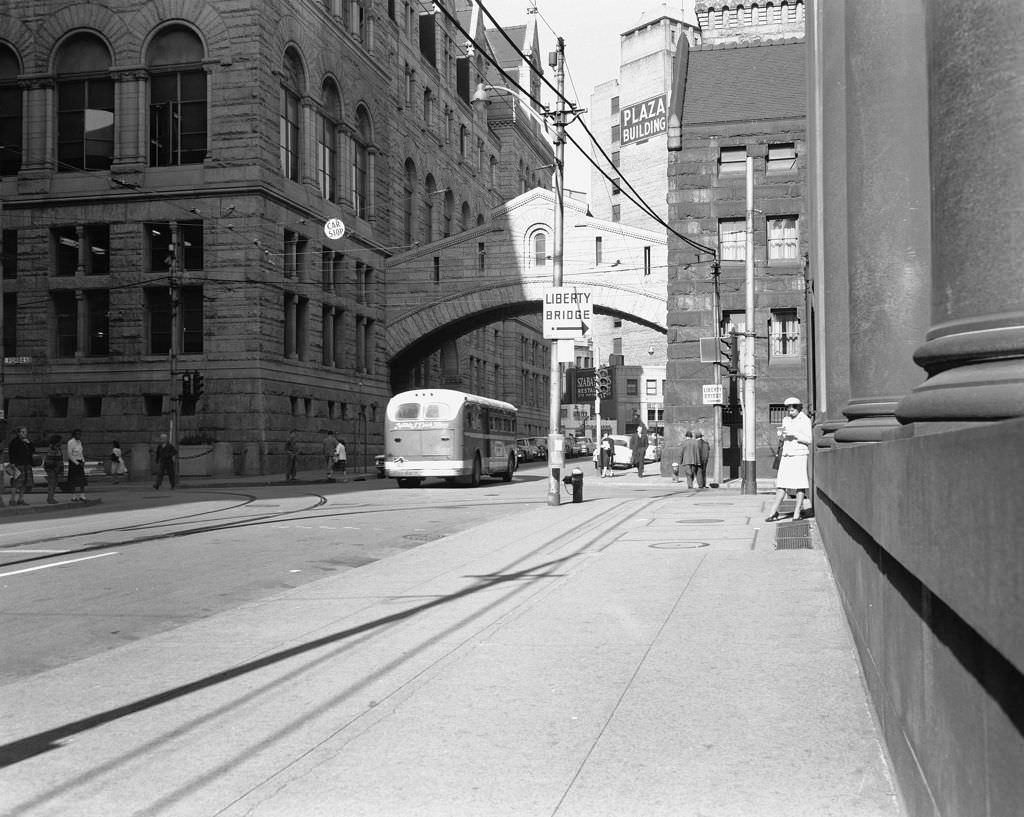 Allegheny County Courthouse's Bridge of Sighs, connects to the former jail, inspired by Venice, 1960.