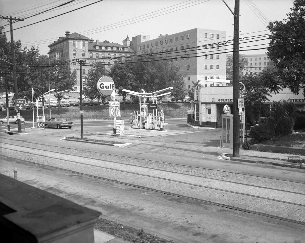 Gulf Service Station in East Liberty, 1966