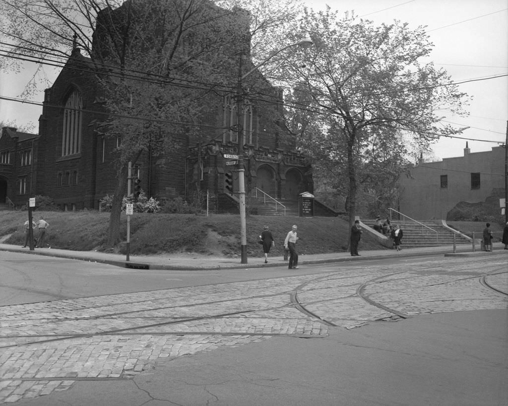 Forbes and Murray Avenue: Asbury Methodist Church, a no longer existing structure, 1966.