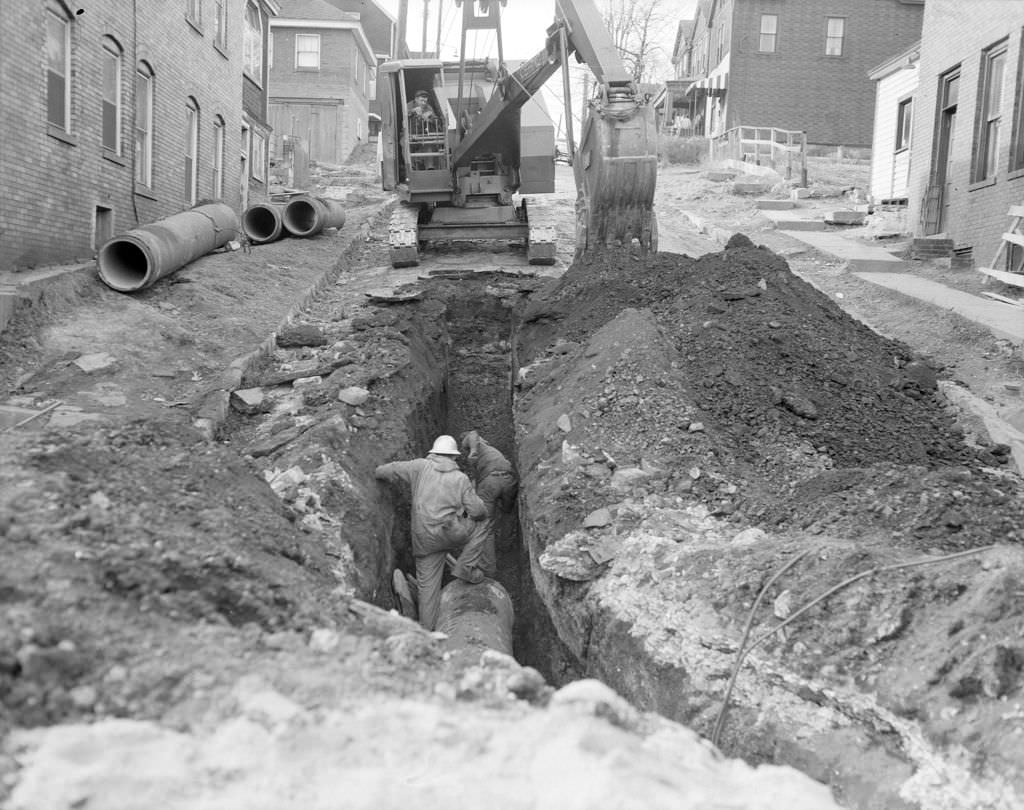Aiken Street Water Line Work, 1960
