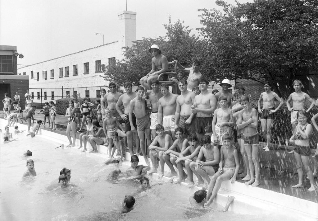 Swimmers at Bloomfield Pool, 1969.