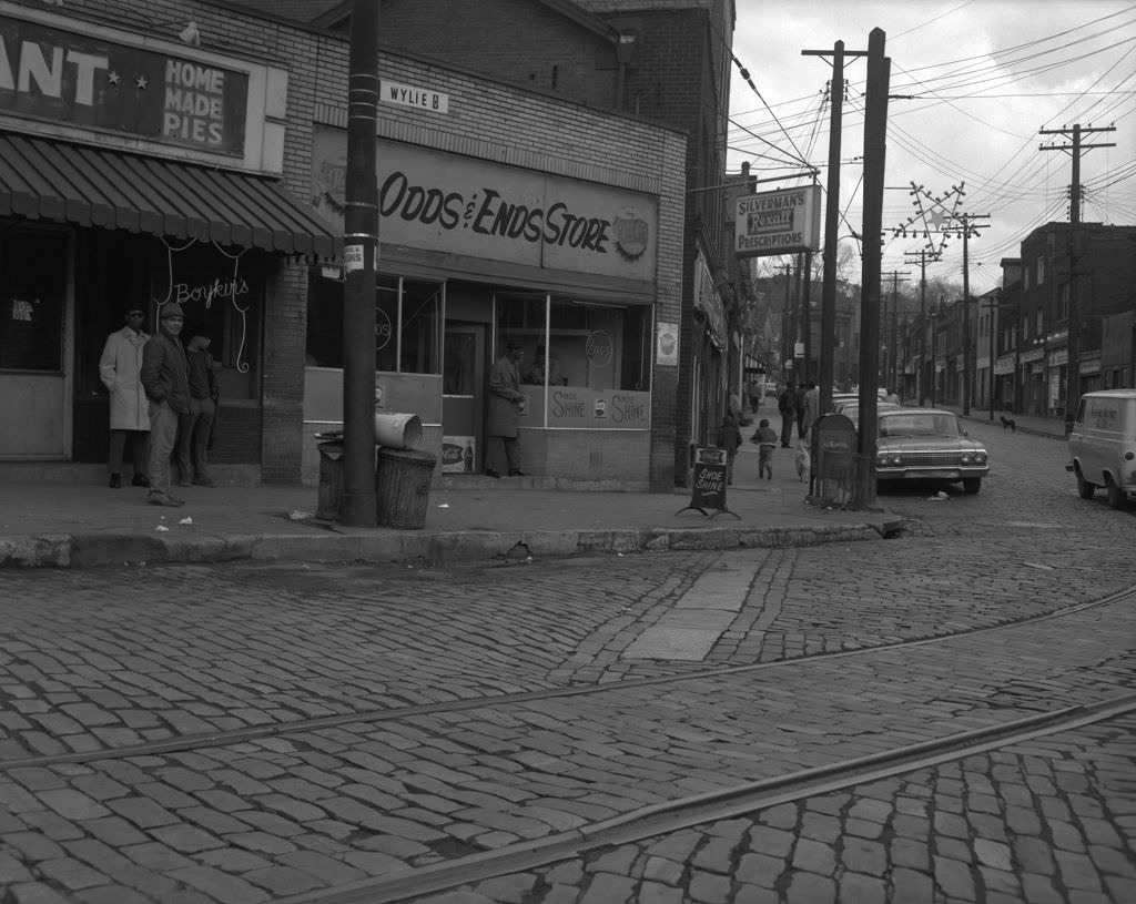 Wylie and Herron Avenue: Boykin's Restaurant and Odds & Ends Store, 1966.