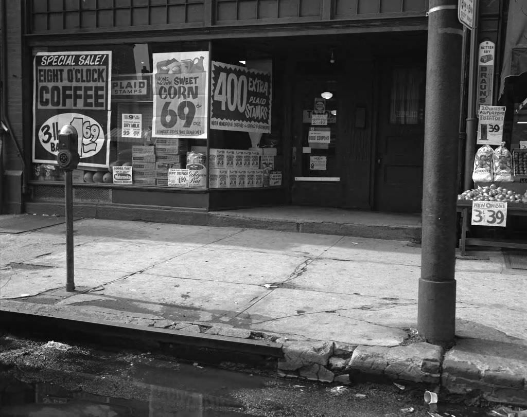 East Carson Street: grocery store front, 1967.
