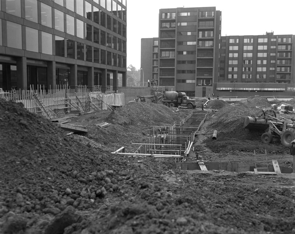 Allegheny Center construction progress, 1967.