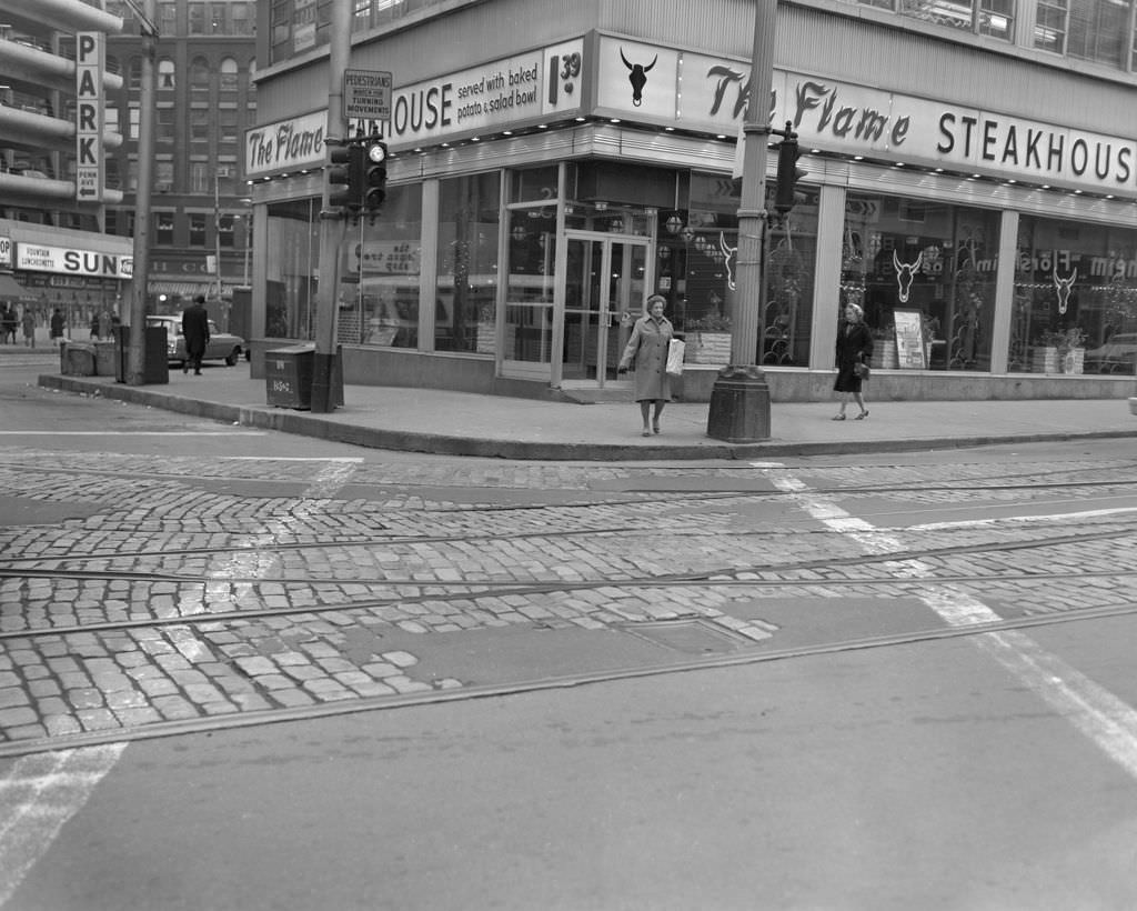 Flame Steakhouse and Sun Store on Fifth Avenue, 1967