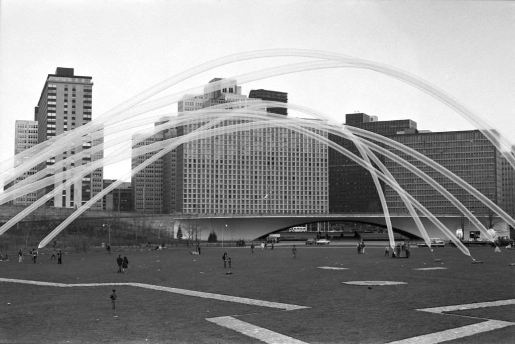 Otto Piene's Sky Ballet at Point State Park, 1970