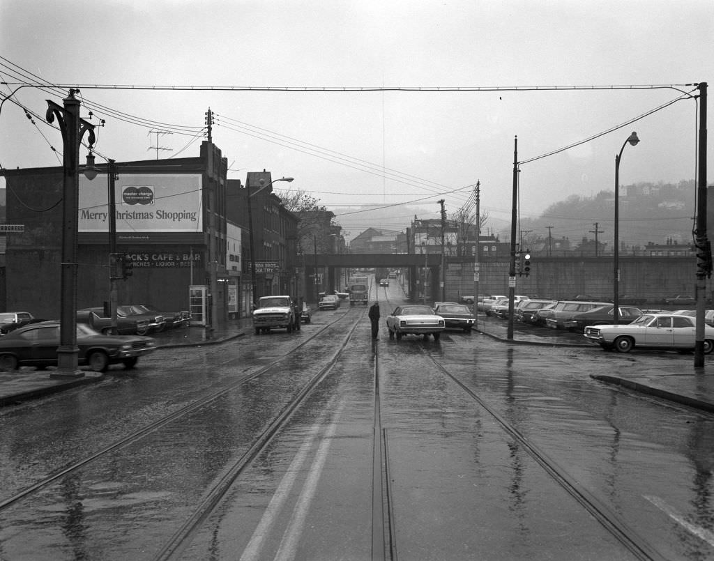 David McCullough Bridge entrance from Chestnut Street, 1970.