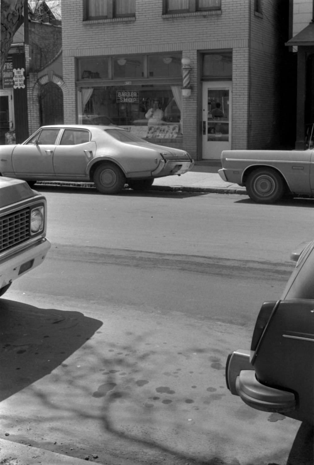 Barber shop on Reynolds Street near Hastings Street, 1972.