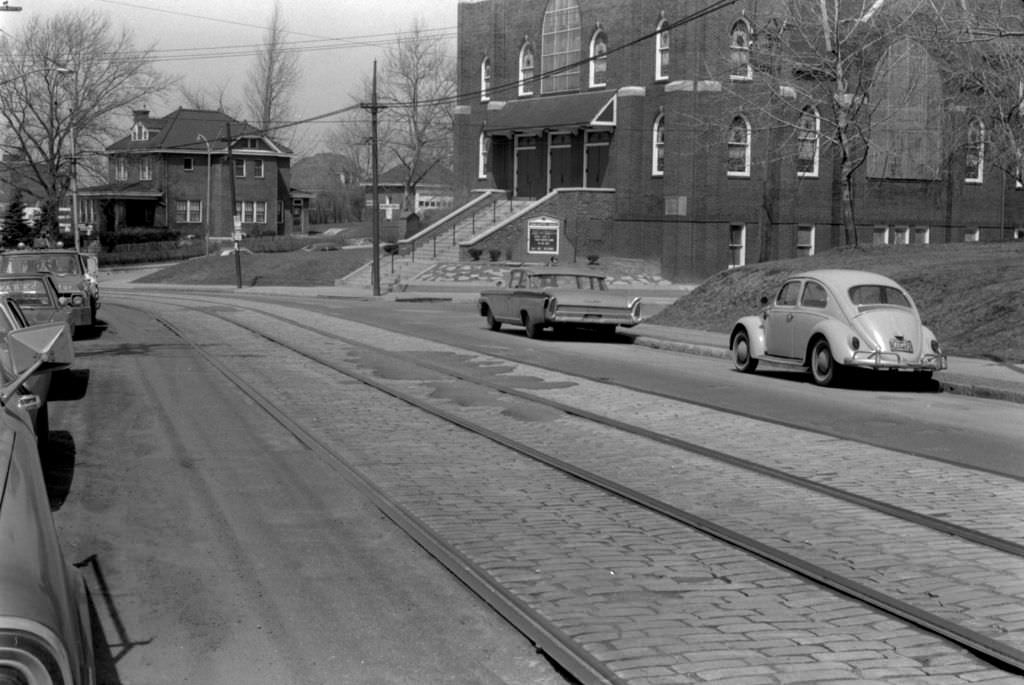 Brownsville Road featuring Union Baptist Church turned Zion Christian Church, 1972.