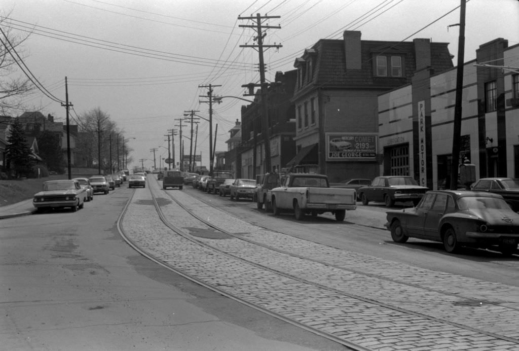 Brownsville Road at Madeline Street, looking towards Woodford Avenue, 1972.