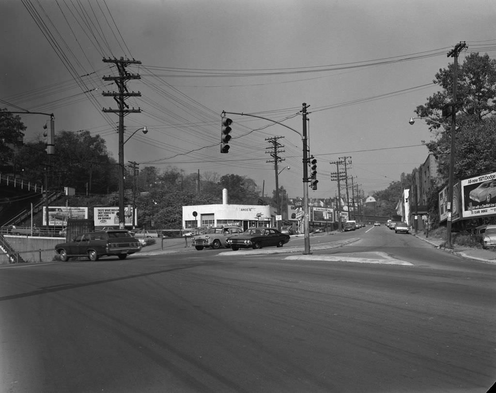 West Warrington Avenue with 1971 Dodge Demon billboard, 1970