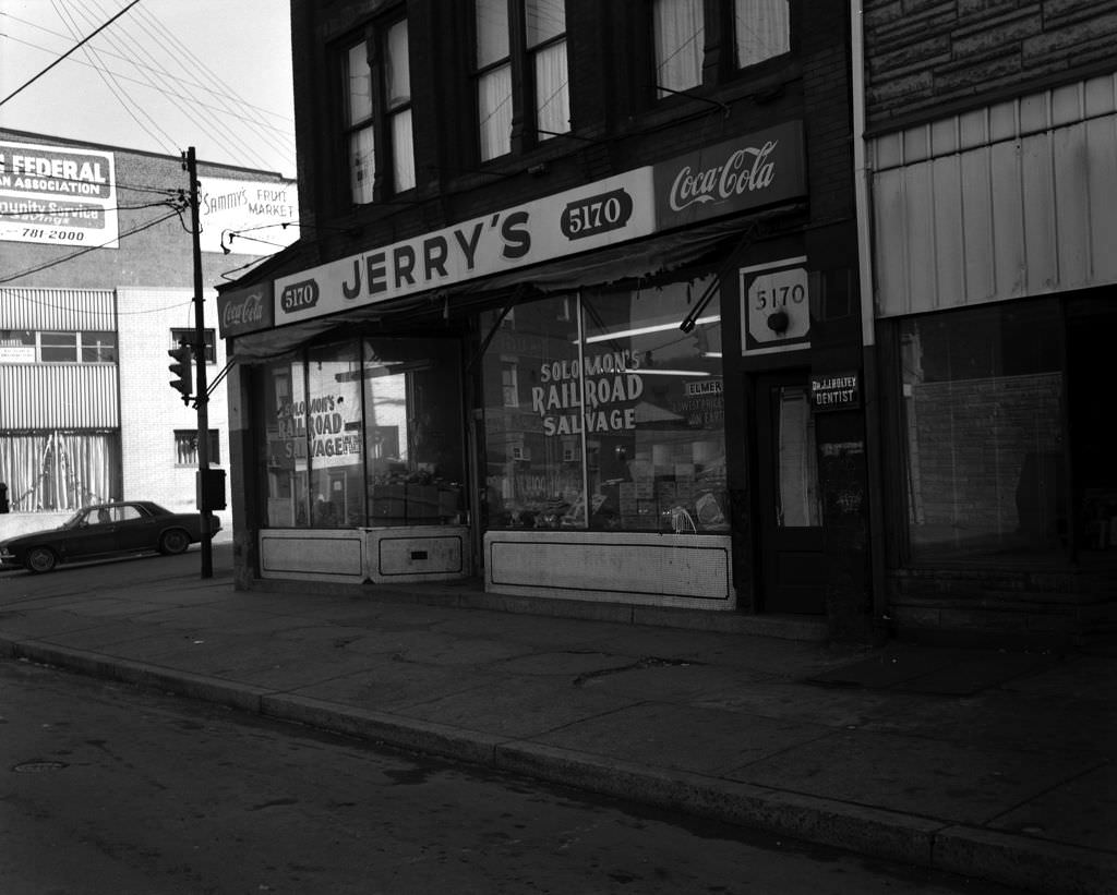 Butler Street with "Jerry's" and "Coca-Cola" signs, 1970