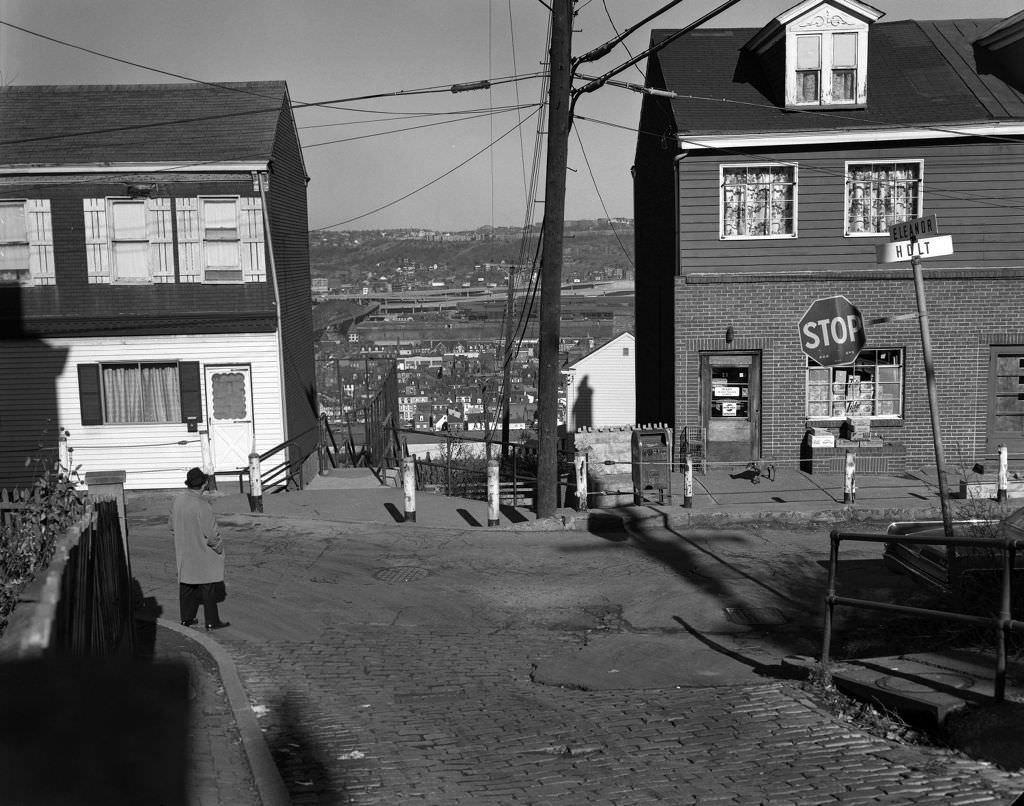 Eleanor Street and Holt Street near Eleanor Street Steps, 1970